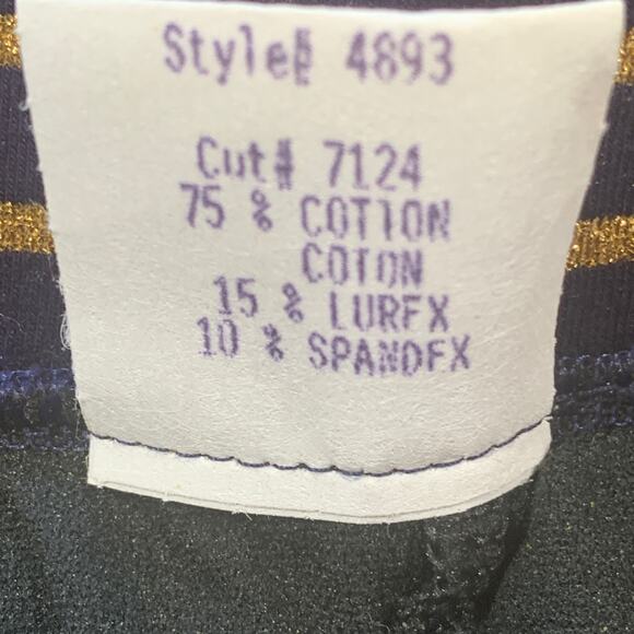 Vintage 80s Nautical Blue Gold Stripe High Waist Swimsuit Playsuit Size 10 USA - Picture 9 of 12